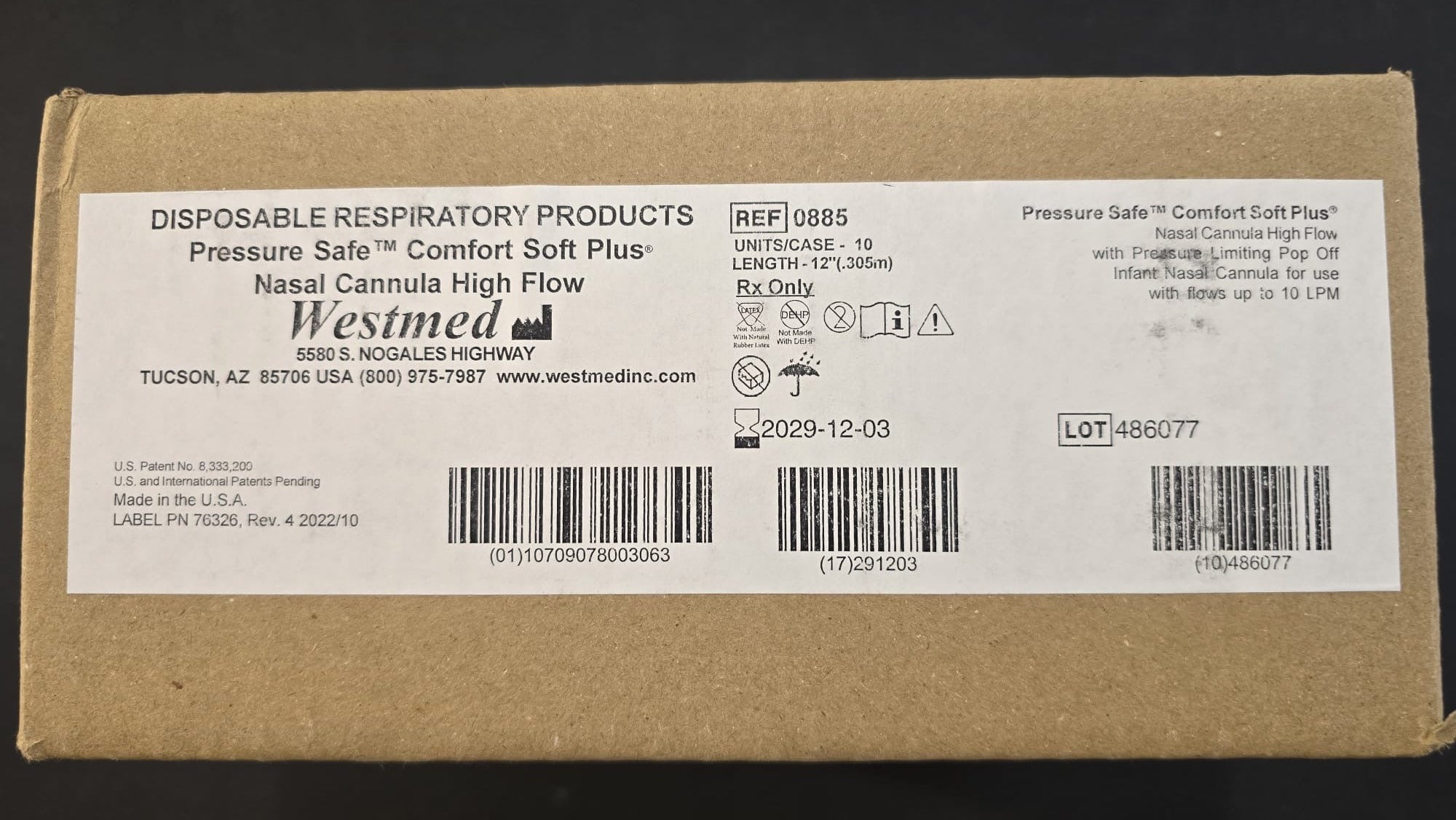 Westmed High Flow Nasal Cannula REF: 0885