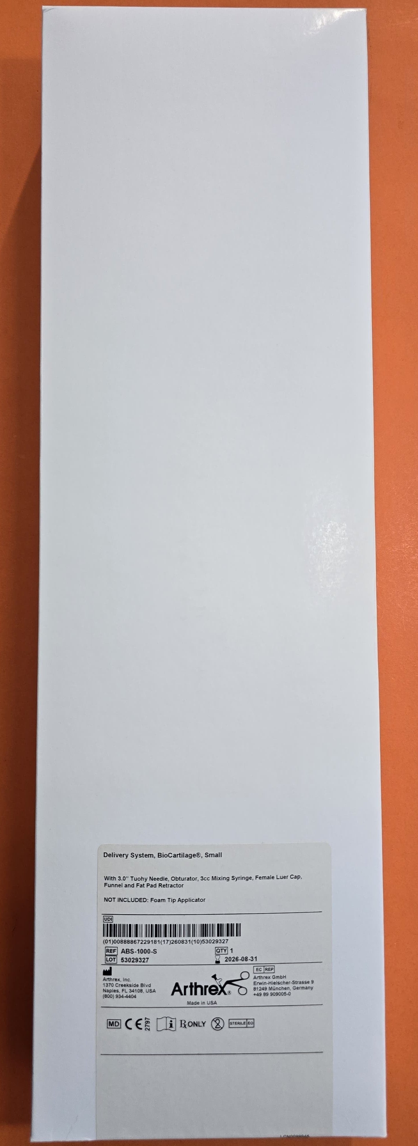 Arthrex Delivery System, Biocartilage, Small REF: ABS-1000-S
