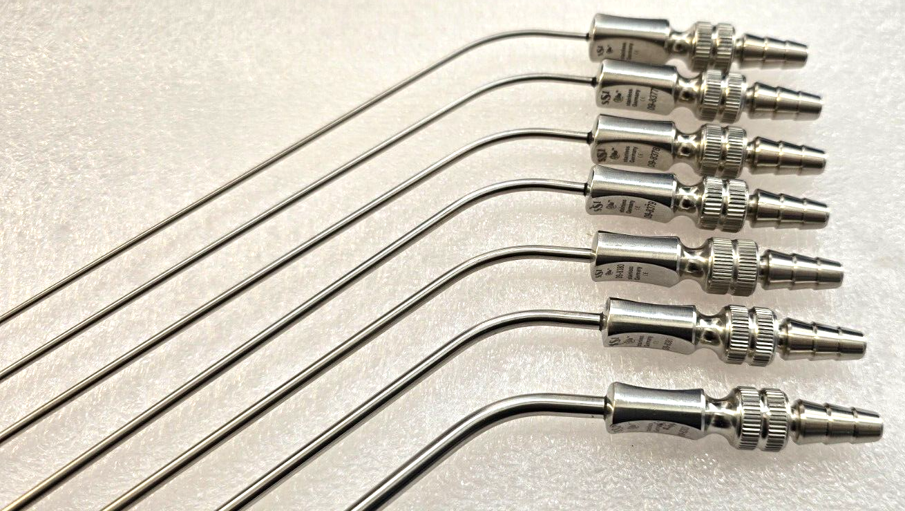 SSI Ultra Surgical Frazier Suction Tube 6,7,8,9,10,11,14FR Angled Set of 7