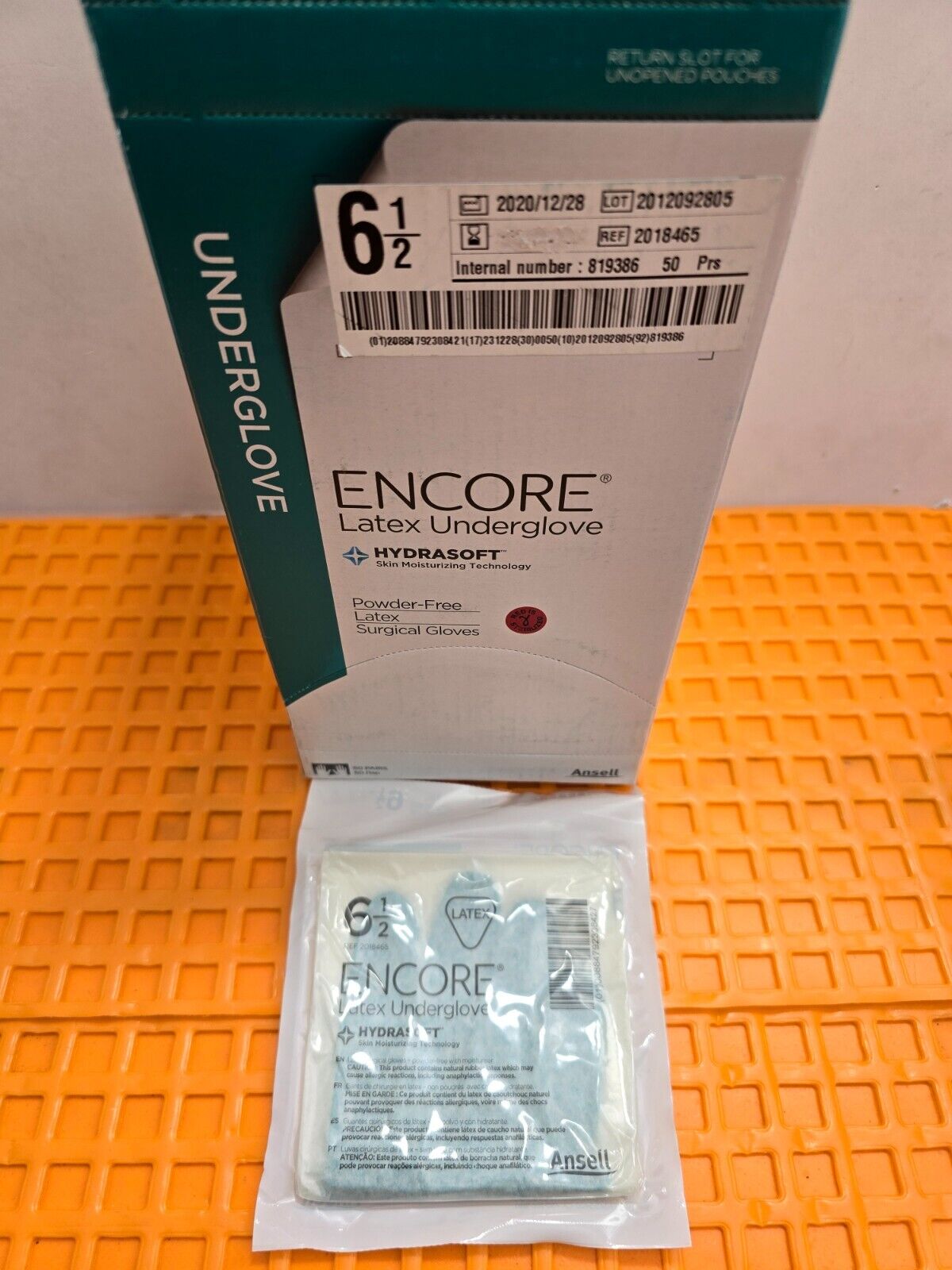 50-Pairs Ansell Encore Latex Under glove Size 6 1/2 REF: 2018465 Surgical Gloves