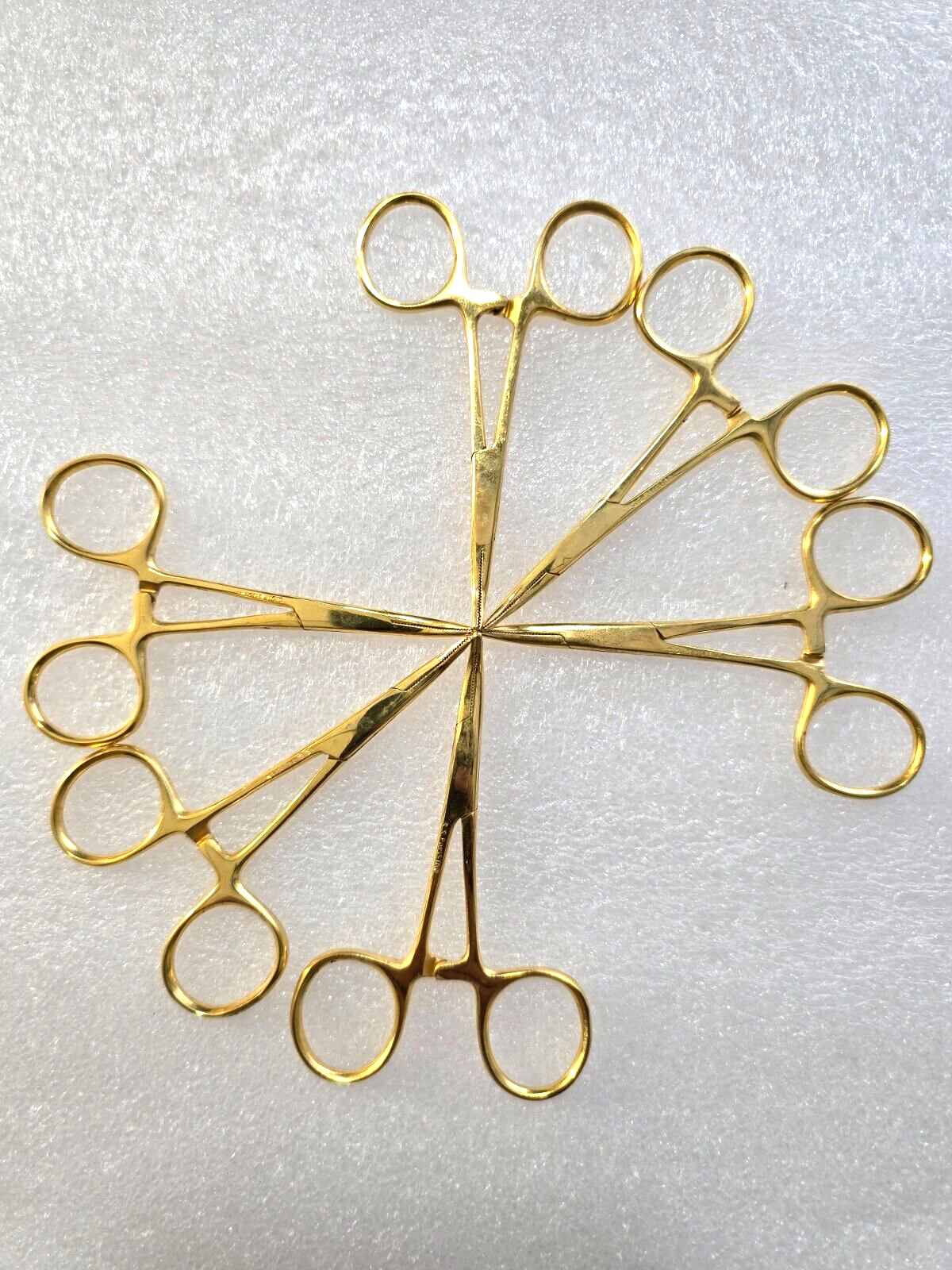 6-Units Surgical Hartman Mosquito Forceps 3.5" Curved Jaws Gold Plated Finish
