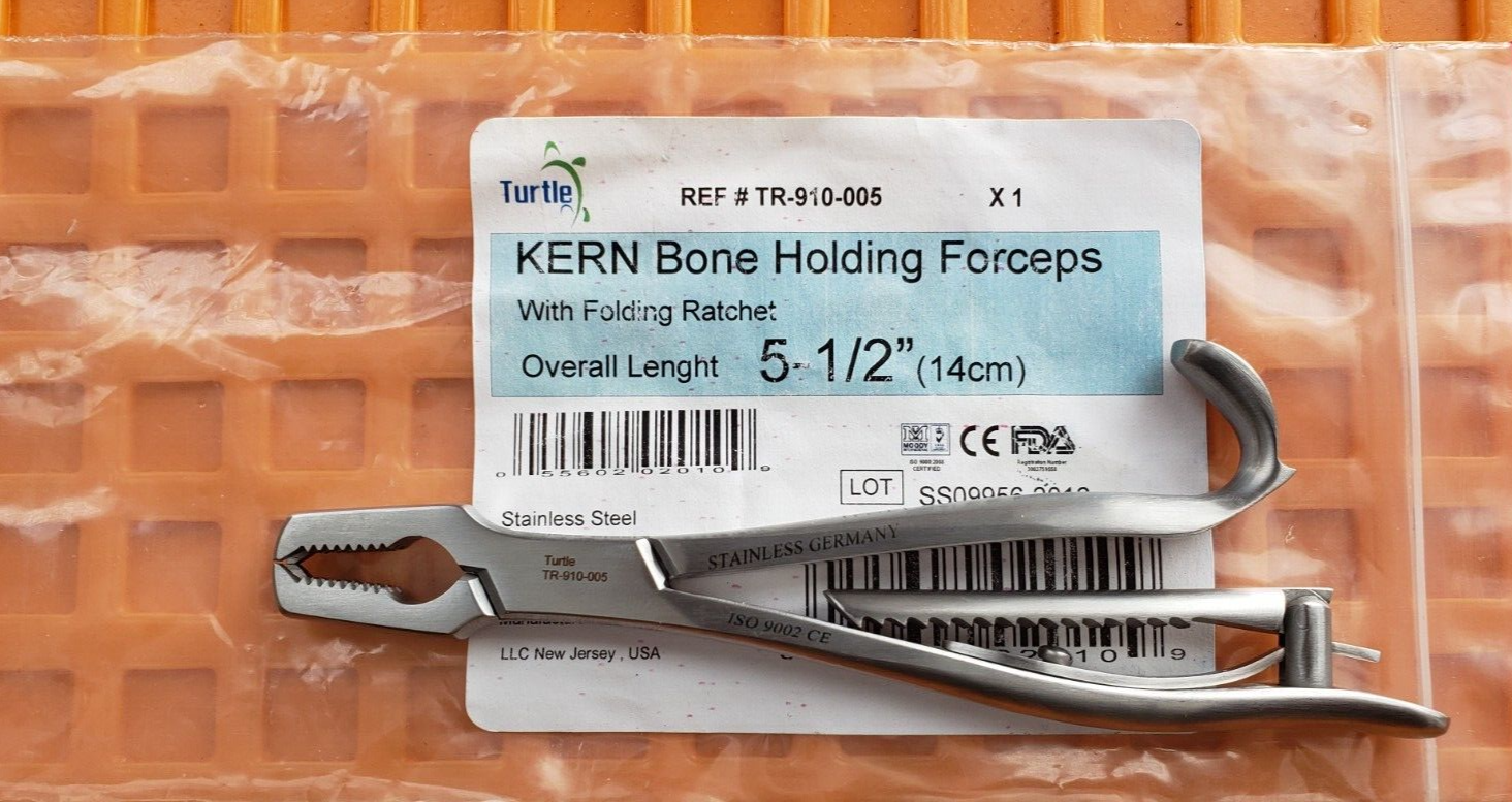 Turtle Orthopedic Pediatric KERN Bone Holding Forceps 5.5" W- Ratchet