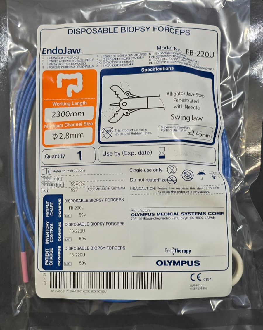 Olympus Biopsy Forceps 2.8mm x 2300mm (Disposable Alligator Jaws 2.8mm)