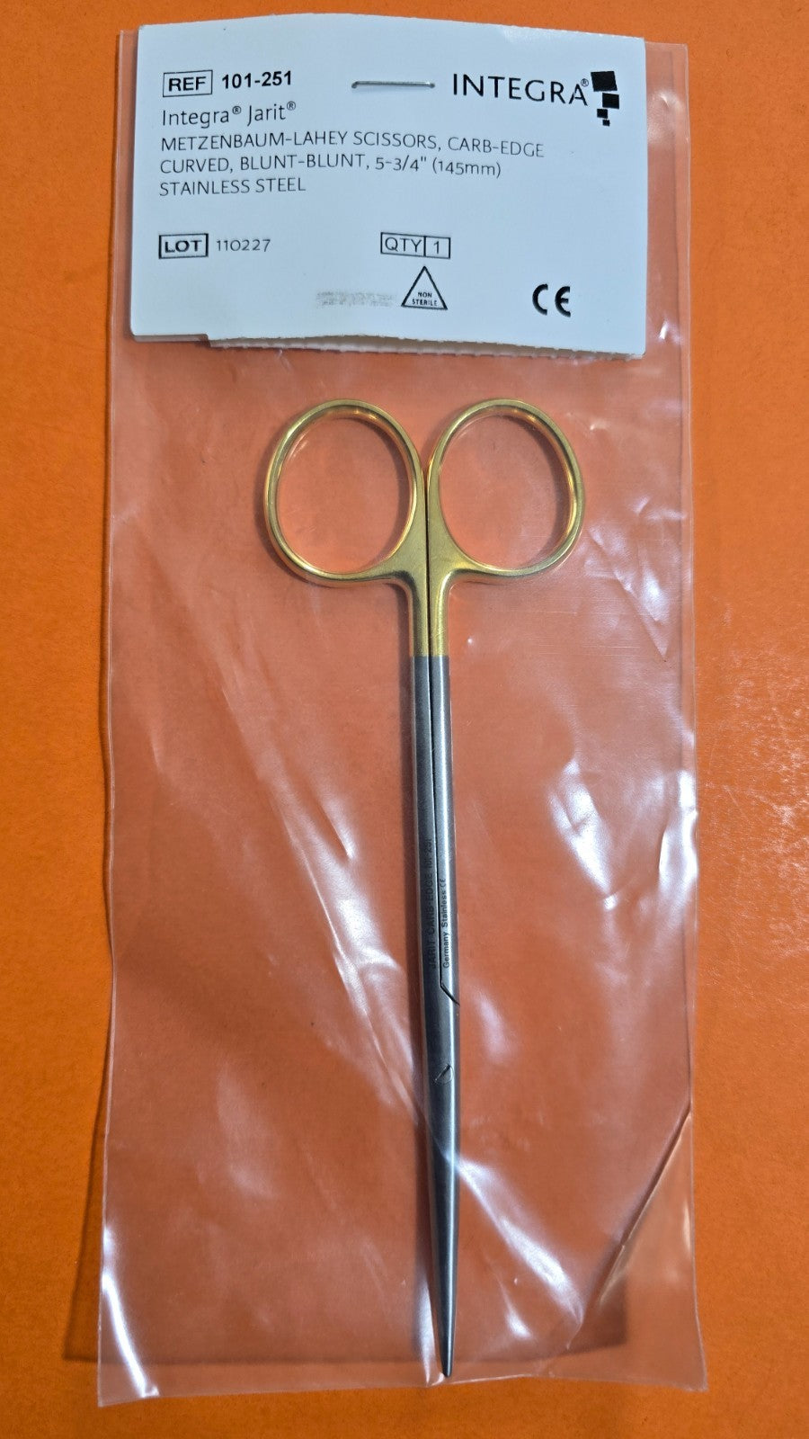 Jarit 101-251 Surgical Metzenbaum Lahey Scissors, 5 3/4" Curved Carbide Edge