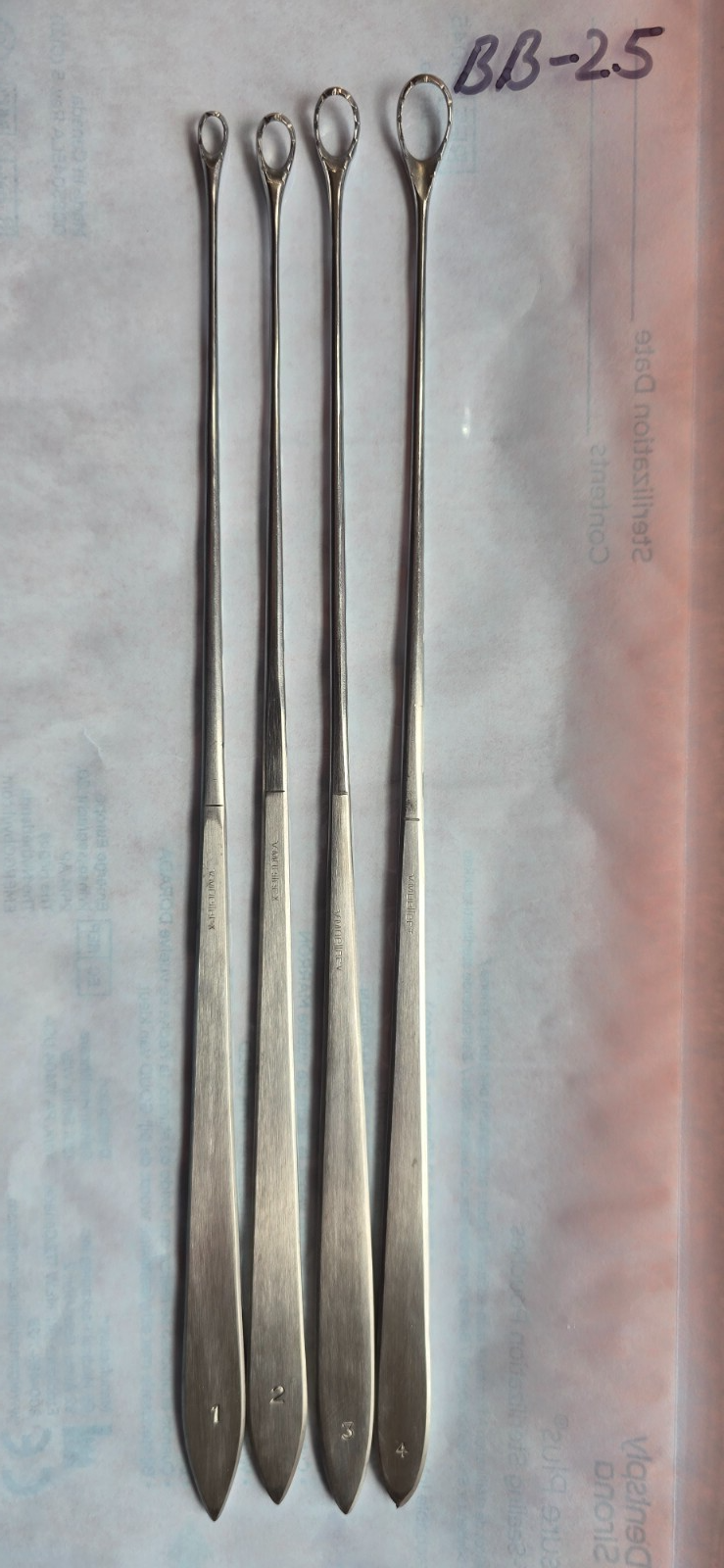 V. Mueller Surgical Kelly Uterine Curette Set Size 1,2,3,4