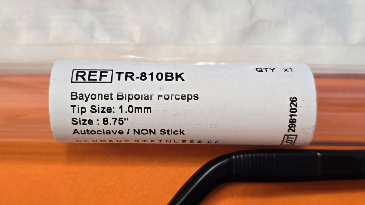 Bayonet Bipolar Forceps 8.75" Gold Tip Black Coated & Valleylab Bipolar Cord