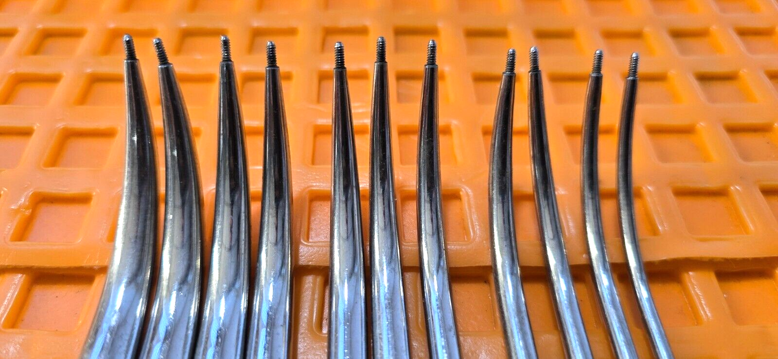 BARD Surgical Urethral Sound Set of 11 in Case. 10,12,14,16,18,20,22,24,26,28,30