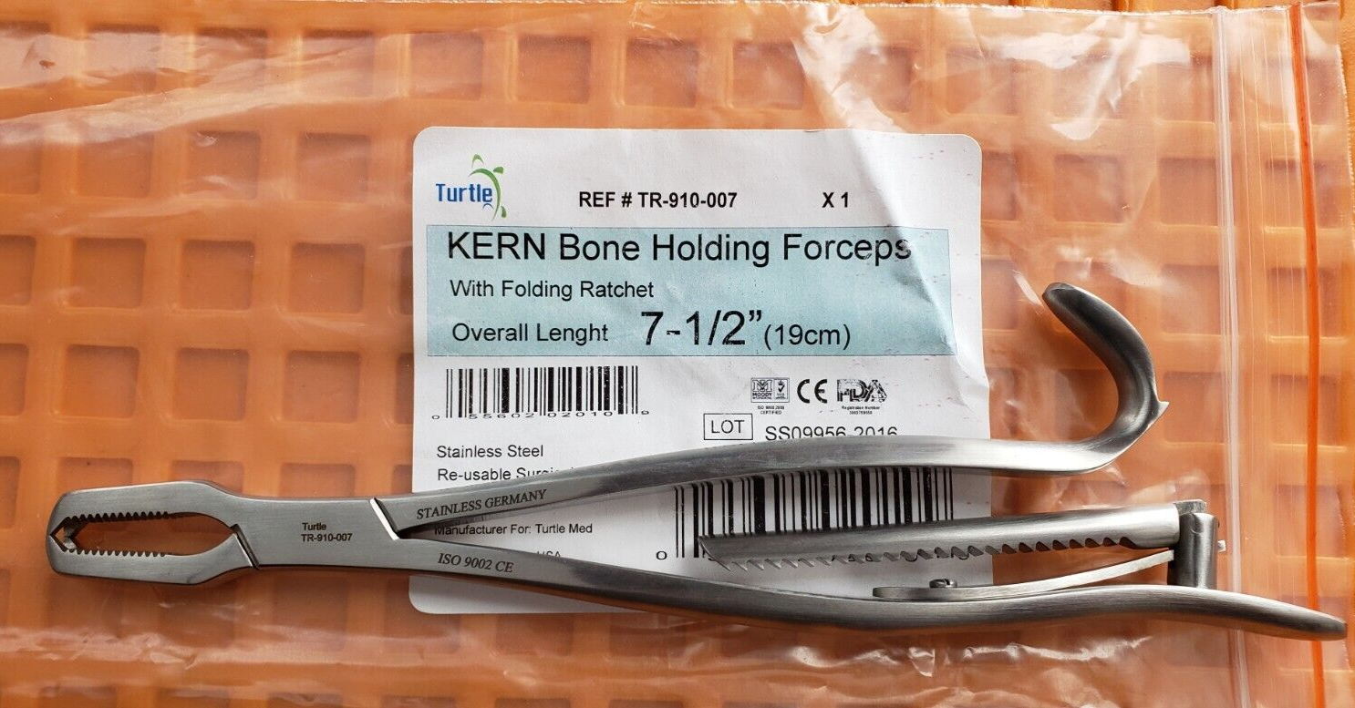 Turtle Surgical Orthopedic KERN Bone Holding Forceps 7.5" W- Ratchet