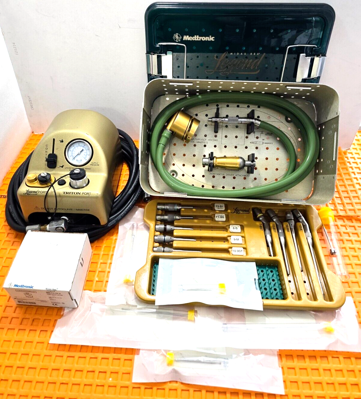 Medtronic Midas Rex Legend Pneumatic V02 Set with Foot Switch & 10-Attachments