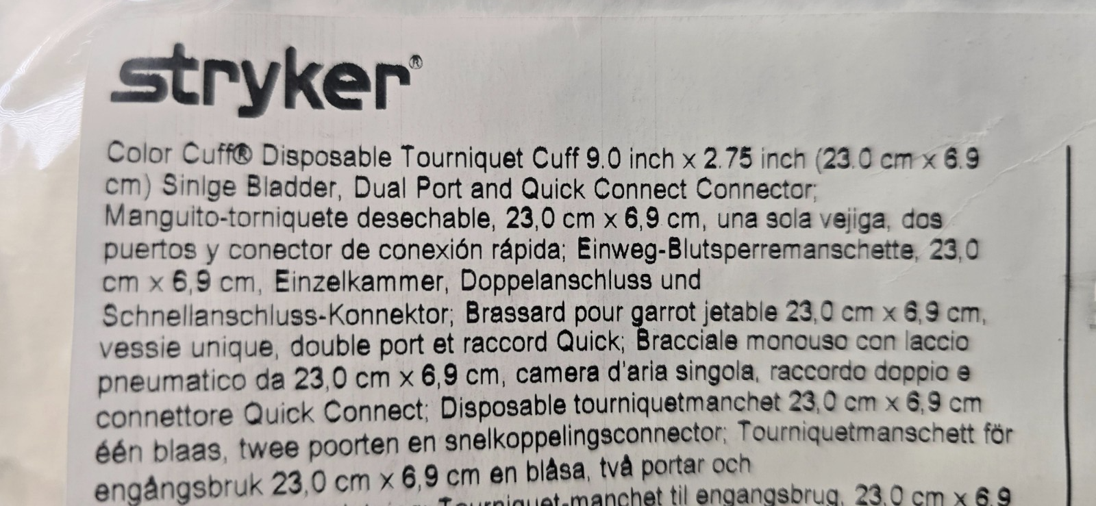 Stryker 5921-209-235 Tourniquet Cuff Dual Port 2.75"x 9" Quick Connect Blue