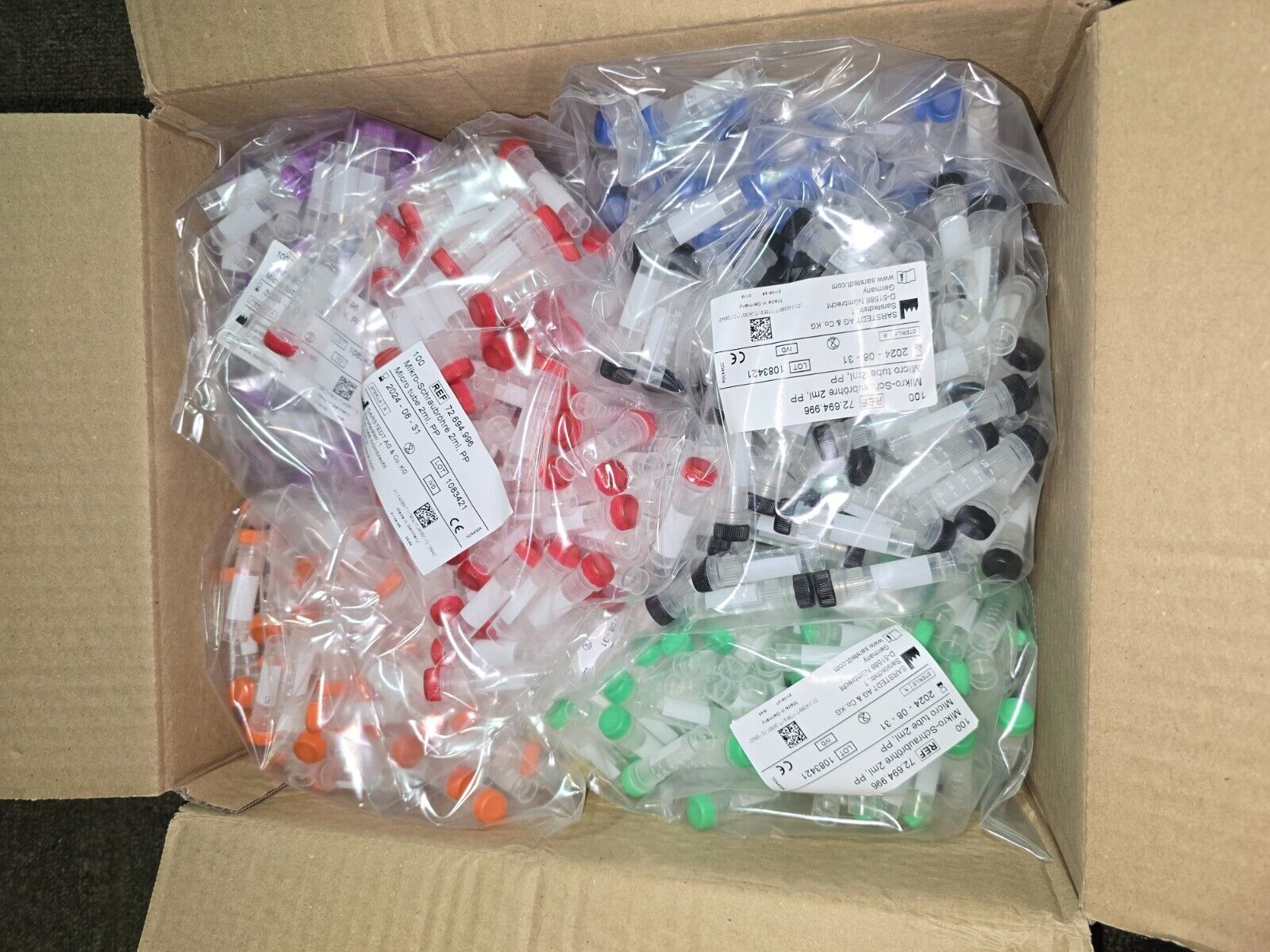 Box of 1000, SARSTEDT AG Micro Tube 2ml, PP Ref: 72.694.996 (Made in Germany)