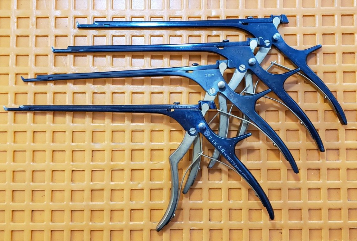 VIKON V801CTS Surgical Orthopedic Kerrison Rongeurs 1,2,3,4mm Set of 4 Black