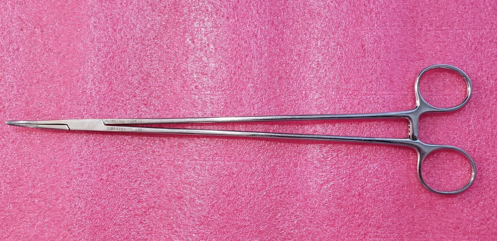 Pilling 504181 Surgical Bridge Forceps, Curved Serrated Jaws 11"