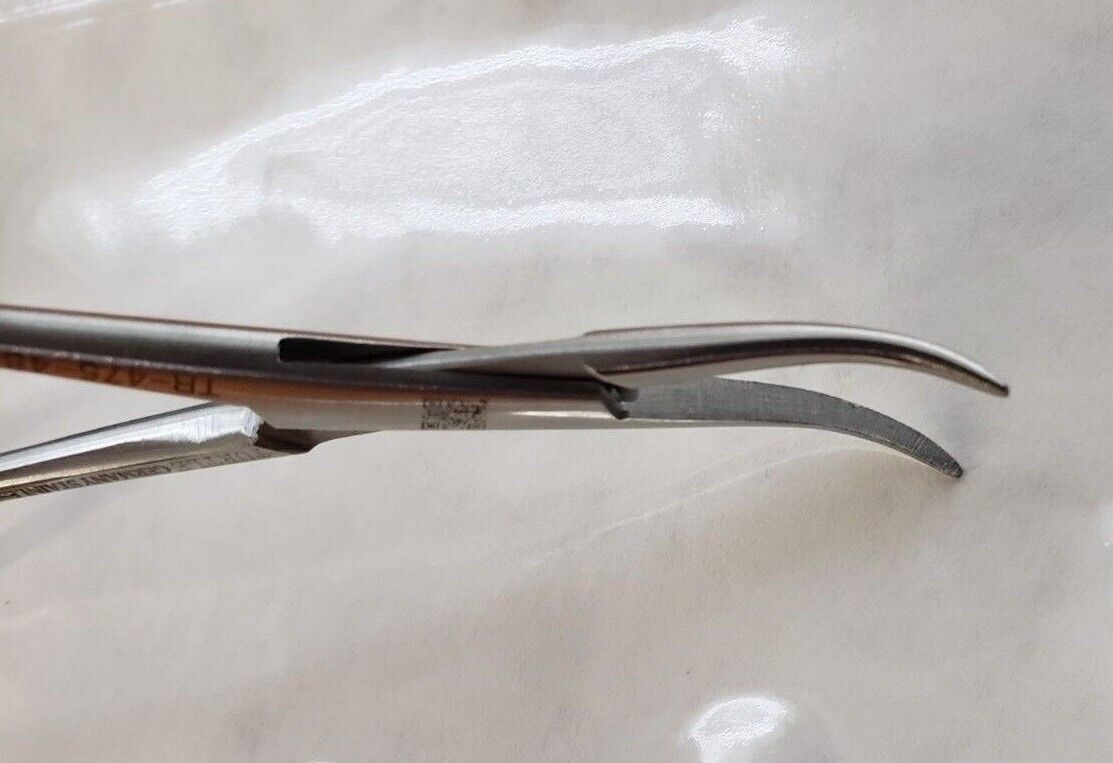 TR-475-485 Surgical Vasectomy Fine Jaw Mosquito Forceps 5" Curved W- Gold Rings.