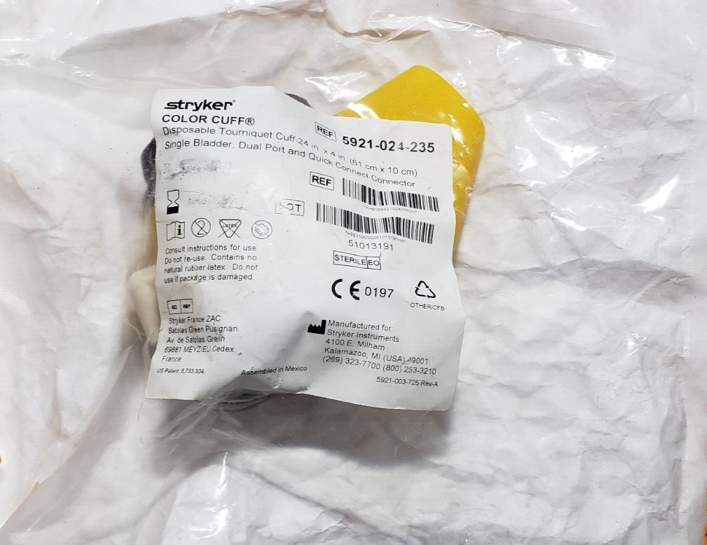 Stryker 5921-024-235 Orthopedic Tourniquet Cuff Dual Port 24"x 4" Quick Connect