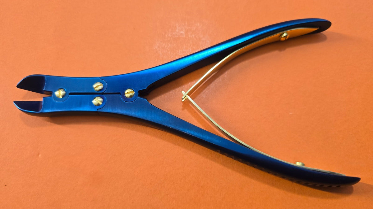 Turtle TC Pin & Wire Cutter 7" Angle Jaws Double Action Blue Coated.