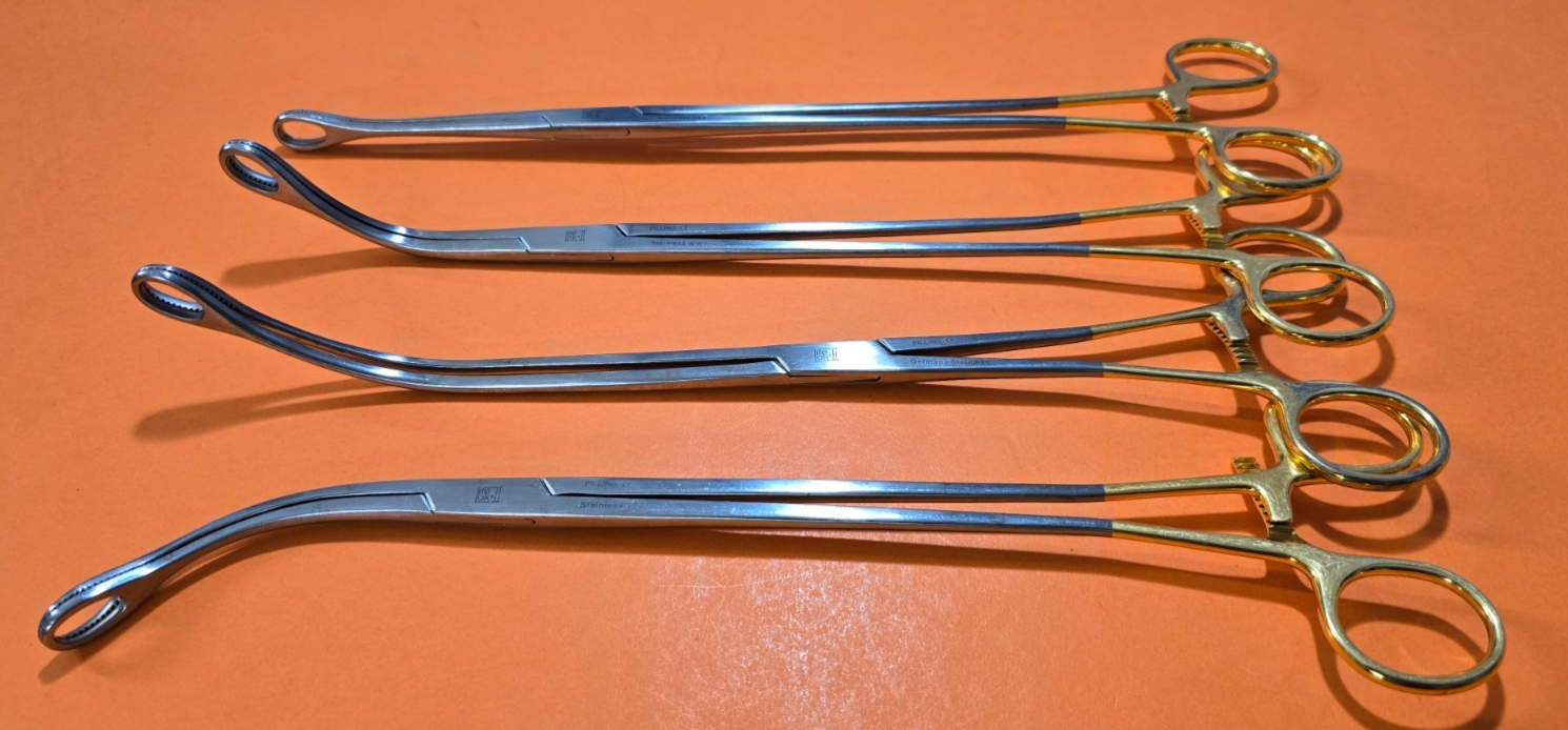 Pilling 84-1033 Surgical Kaiser Ring Sponge Forceps 12" Set of 4