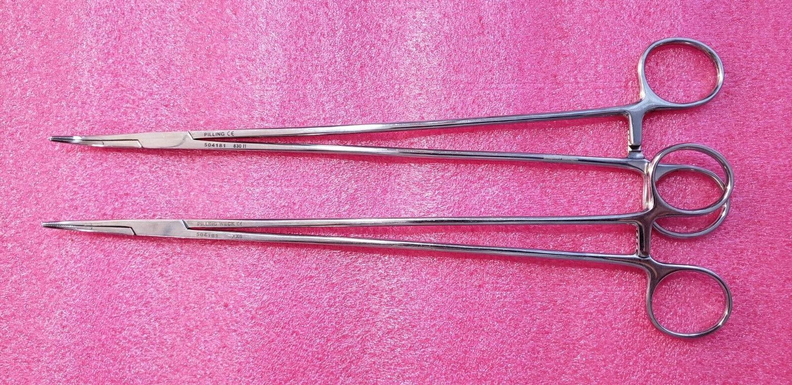 Pilling 504181 Surgical Bridge Forceps, Curved Serrated Jaws 11"