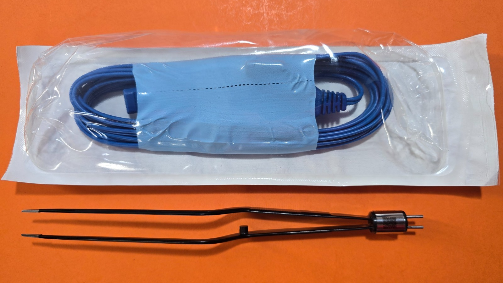 Turtle Bayonet Bipolar Forceps 8.5" Black Non Stick & Valleylab Bipolar Cord