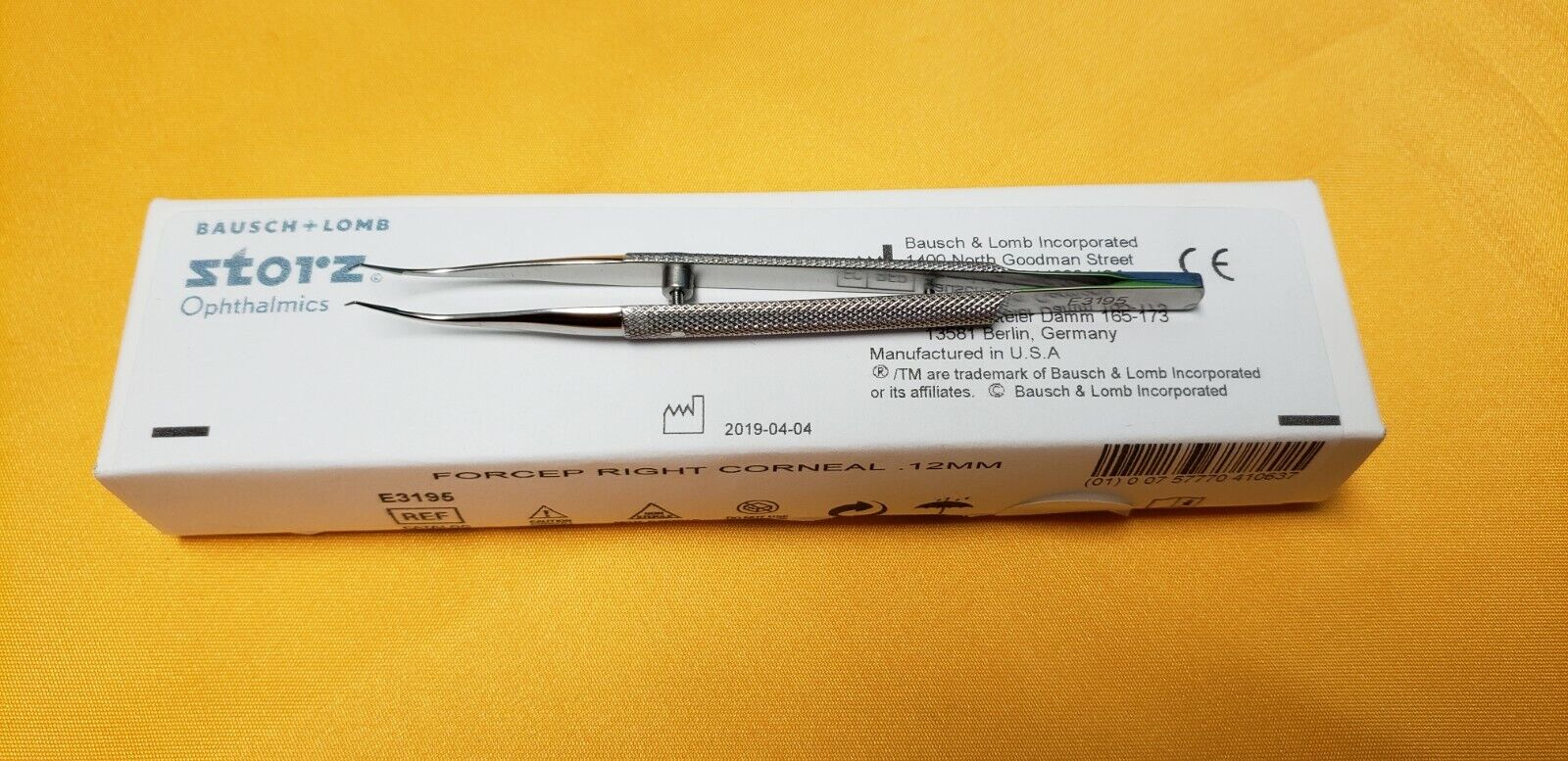 BAUSCH+LOMB Storz E3195 Ophthalmic Corneal Forceps Right  .12mm