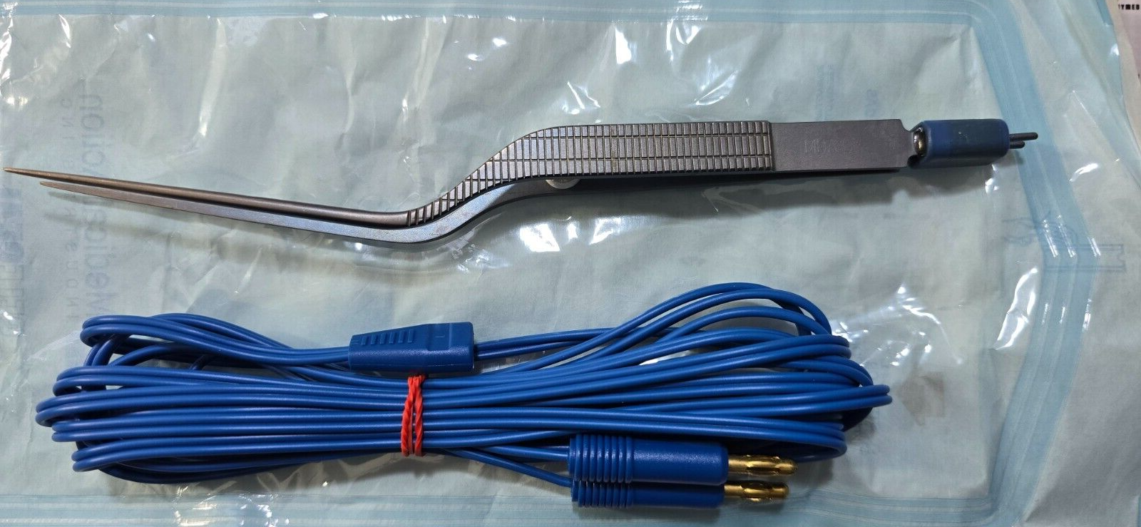 Codman Surgical Titanium Bayonet Bipolar Forceps 8" with Aesculap Bipolar Cord