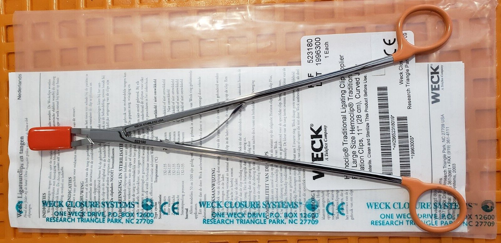 Weck 523180 Surgical Clip Applier 11" Large Curved Jaws