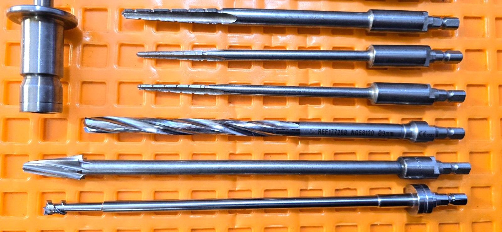Zimmer Orthopedic Medullary Reamers Set of 9 with T-Handle & Case.
