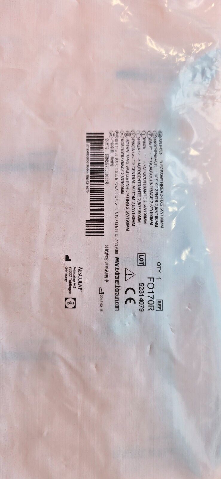 Aesculap F0170R Orthopedic Verbrugge Bone Holding Reduction Forceps 7.5"