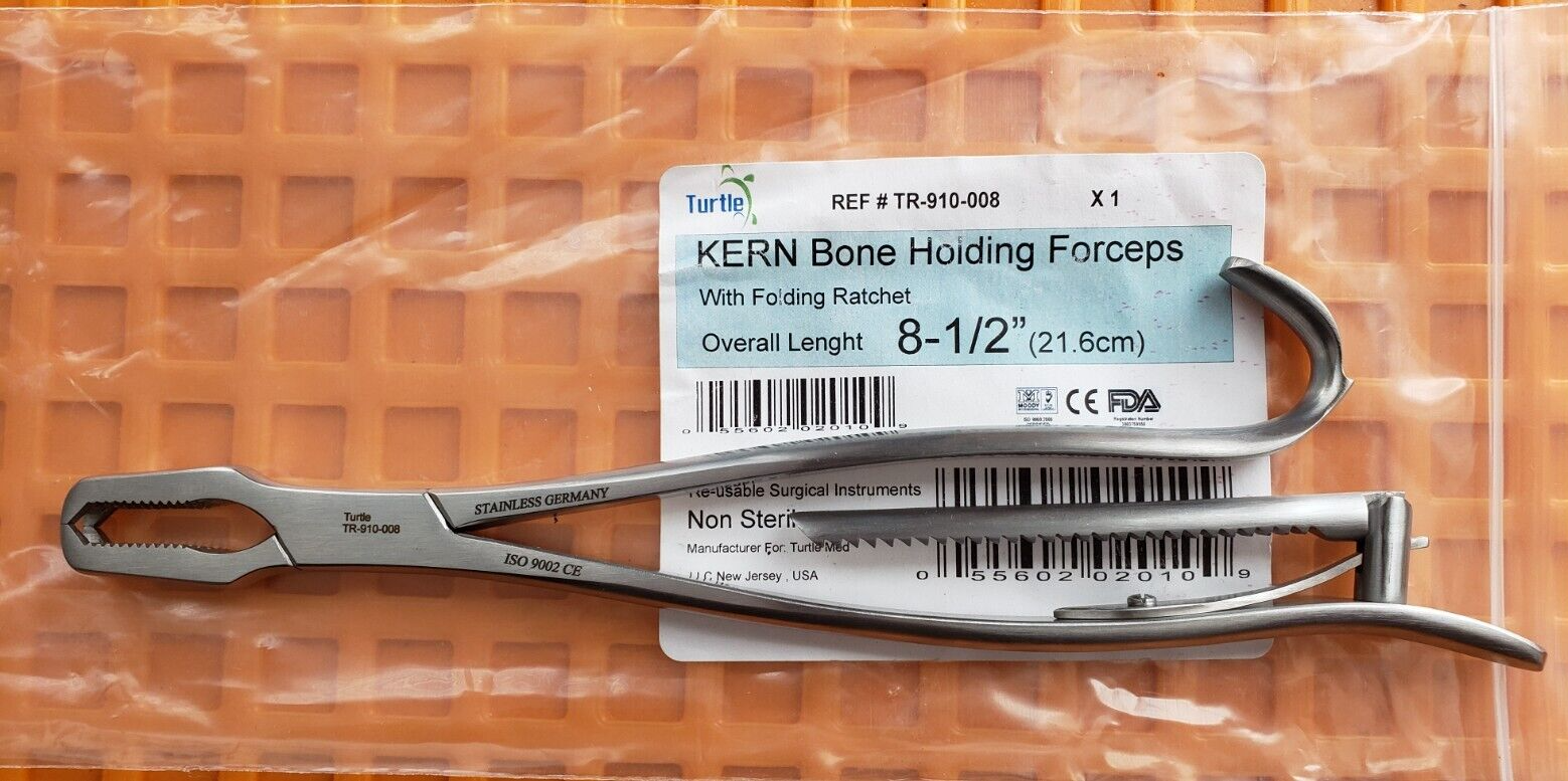 Turtle Surgical Orthopedic KERN Bone Holding Forceps 8.5" W- Ratchet