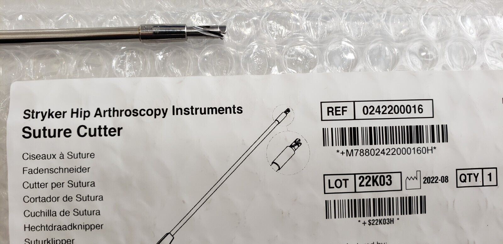 Stryker 0242-200-016 Surgical Hip Arthroscopy Suture Cutter By T.A.G