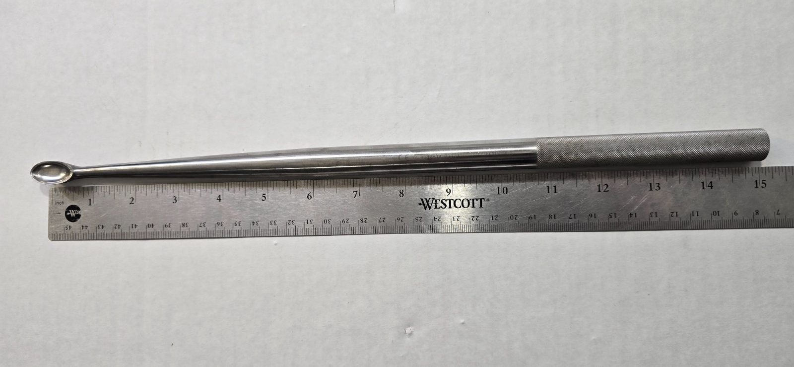 Zimmer 4033-18 Orthopedic Bone Curette 1/2" x 1" Cup Solid Handle 15"
