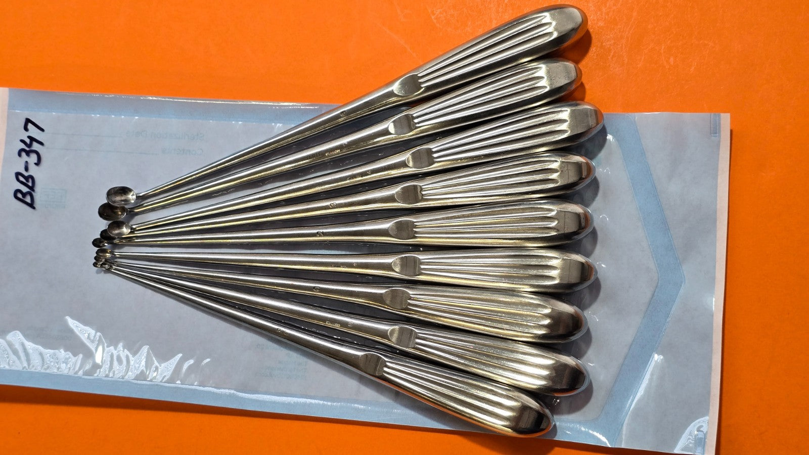 JARIT 240-140 Orthopedic Bruns Curettes Oval Cup Angled 9" Set of 9