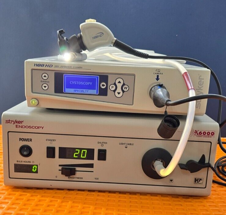 Stryker 1188 Camera Head, Controller, 6000 Light Source with Fiber Optic Cable