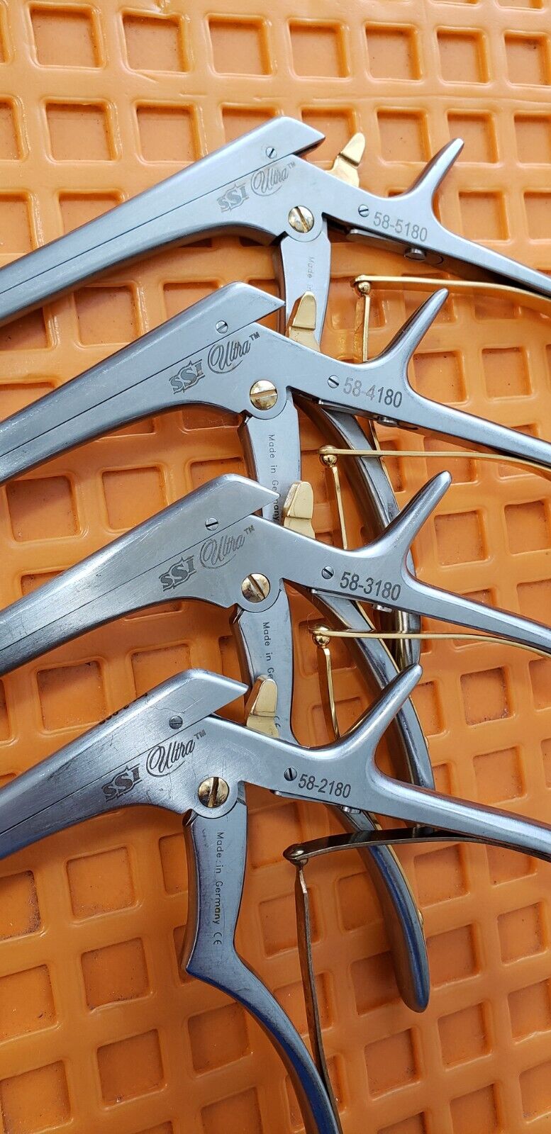 SSI Orthopedic Kerrison Rongeurs 8" Shaft 2,3,4,5mm 40 Degree Set of4 Detachable