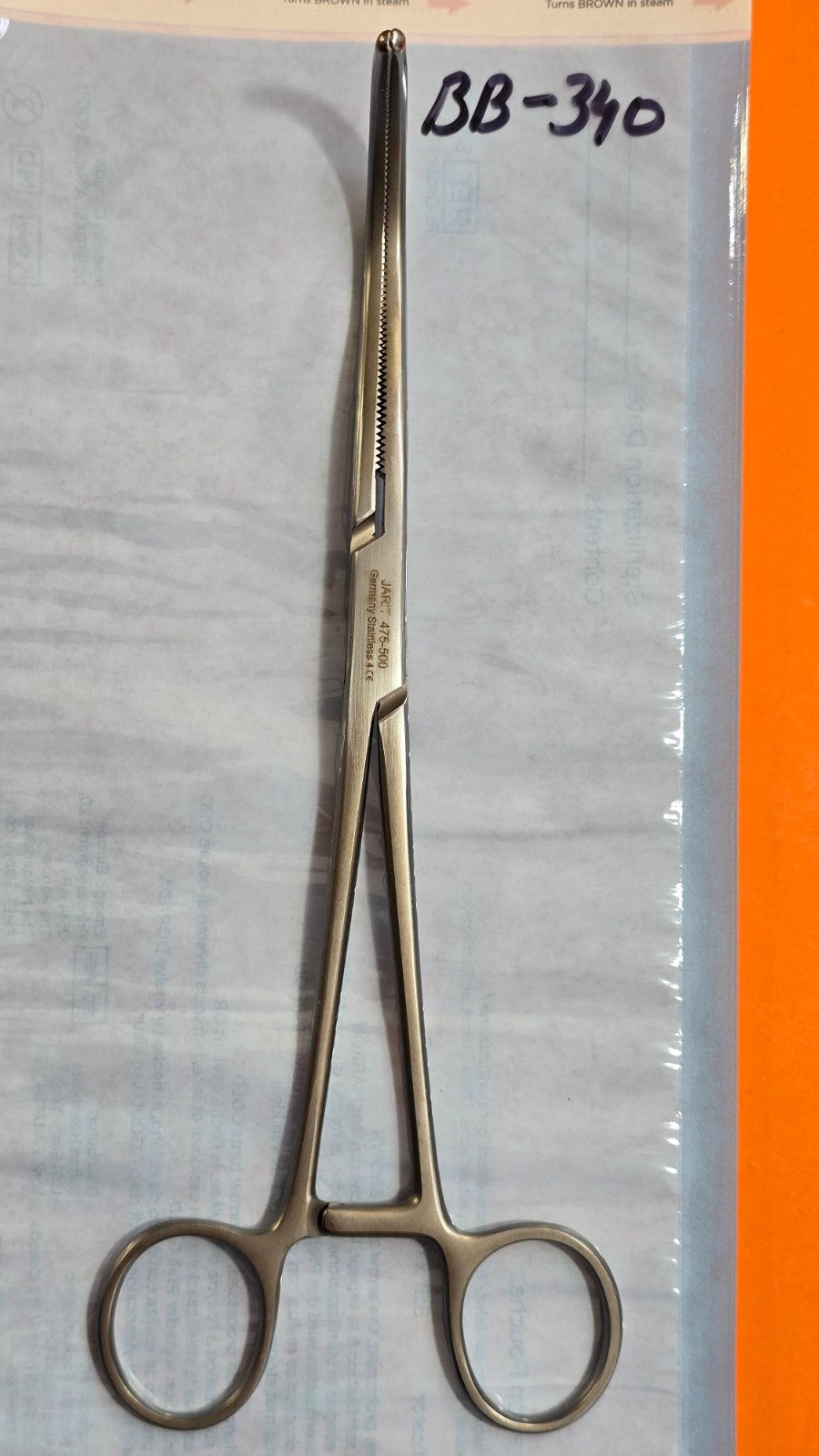 Jarit 475-500 Surgical Stille Vessel Clamp 8 3/4" Curved jaws