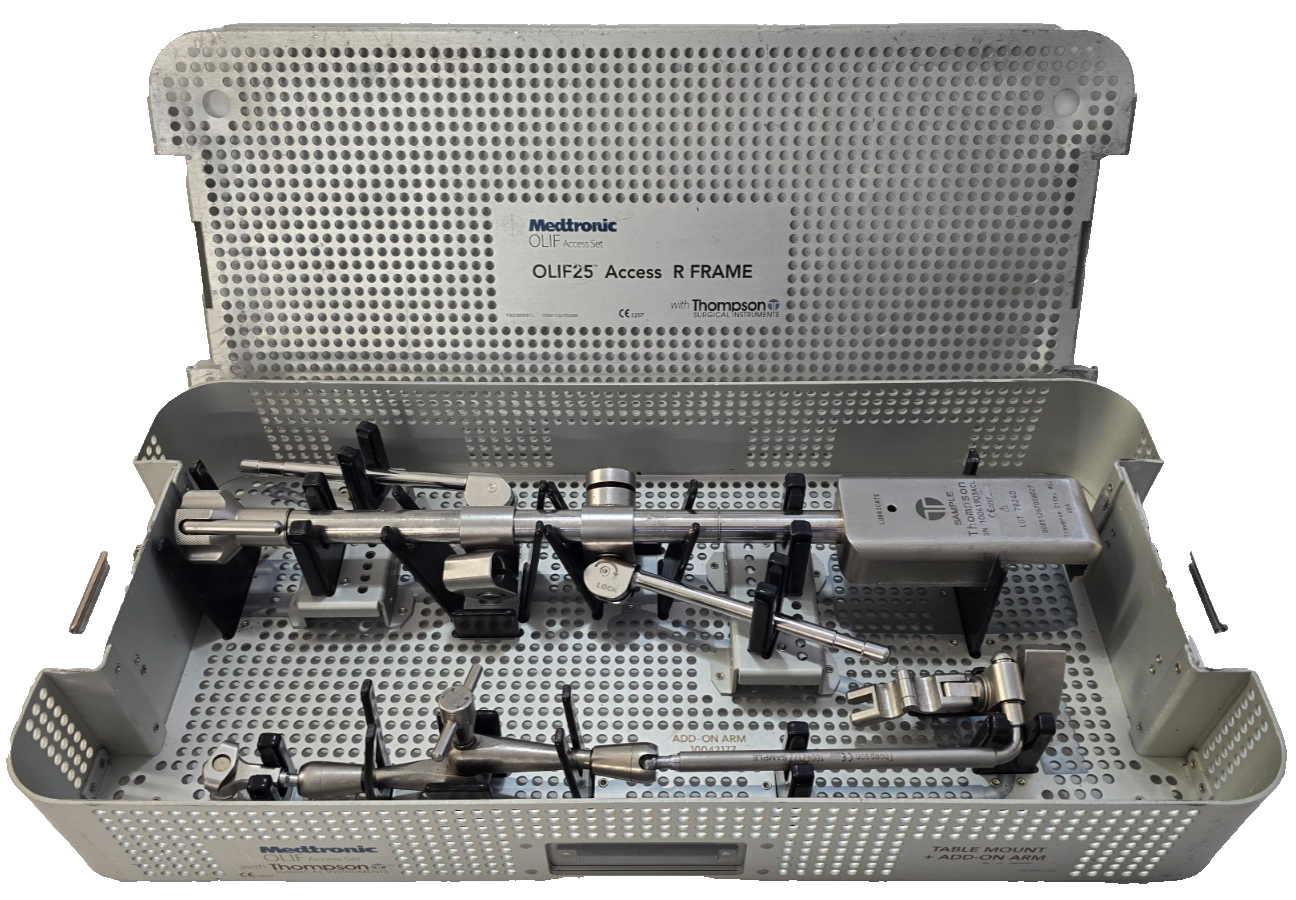 Medtronic OLIF Thompson Elite Rail Clamp Retractor Set with Case.