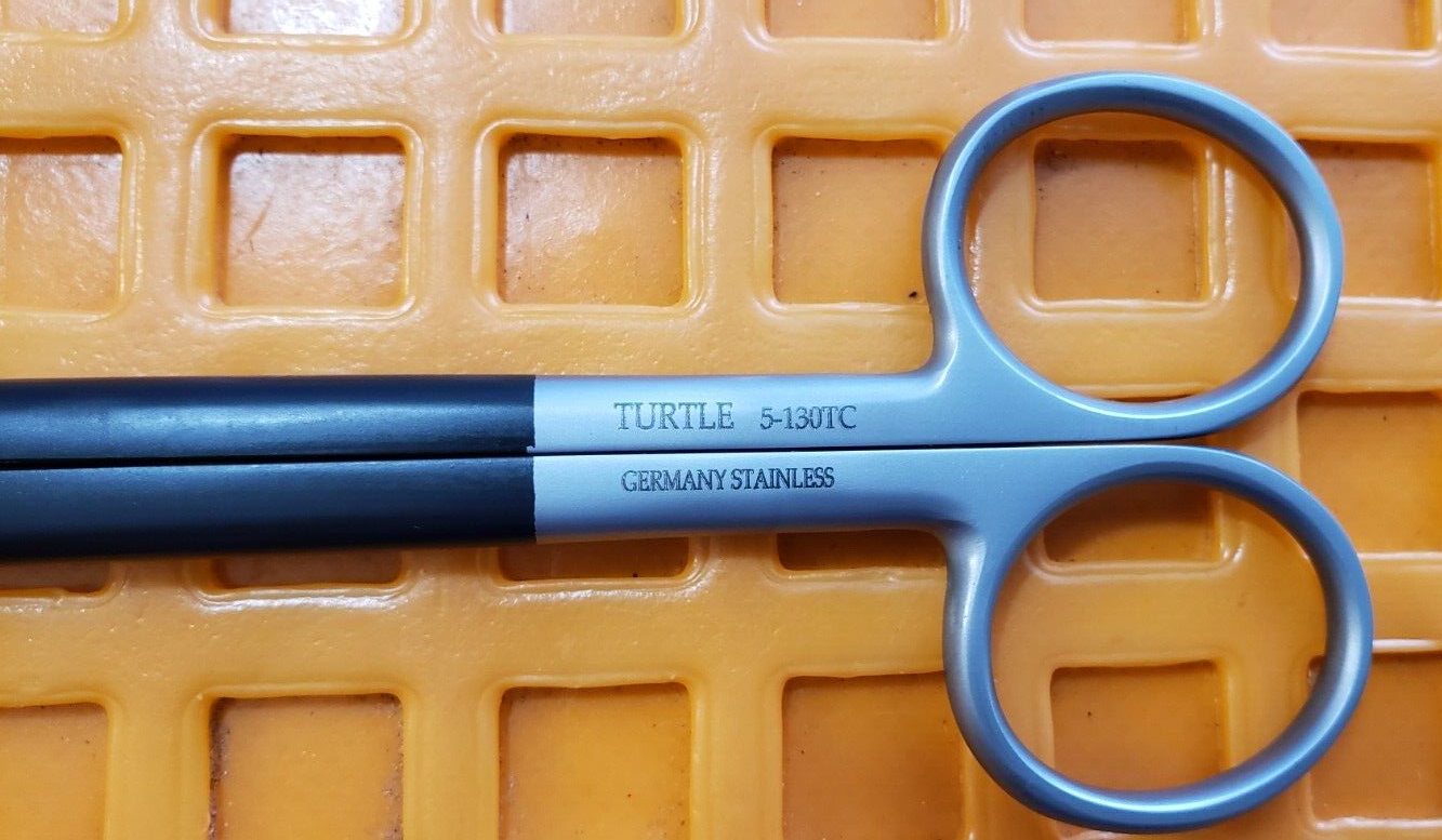 Turtle Surgical Mayo Dissecting Scissors 8" Curved TC Blades Black Coated