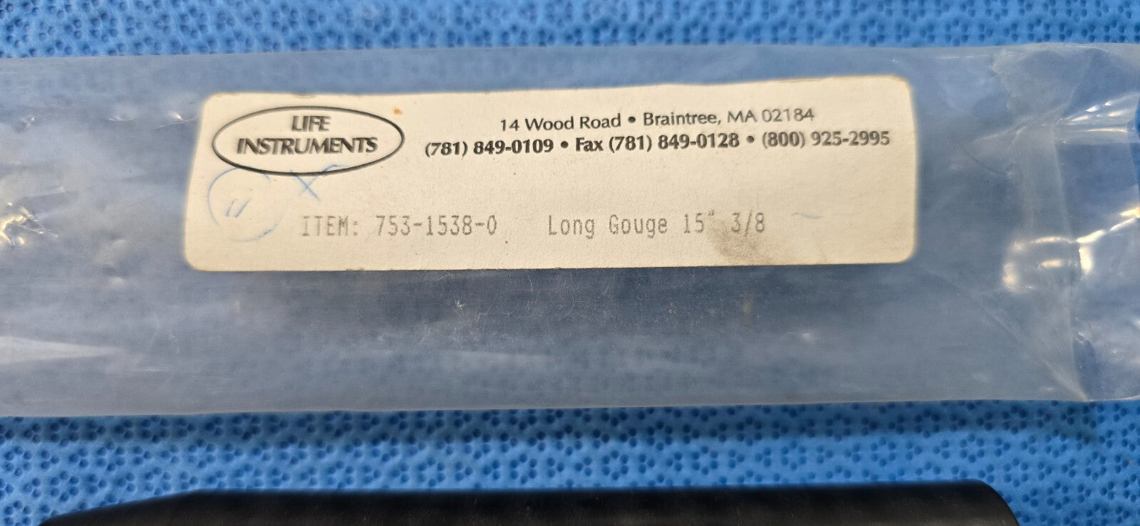 Life Instrument 753-1538-0 Surgical Orthopedic Long Gouge 15" Size 3/8"