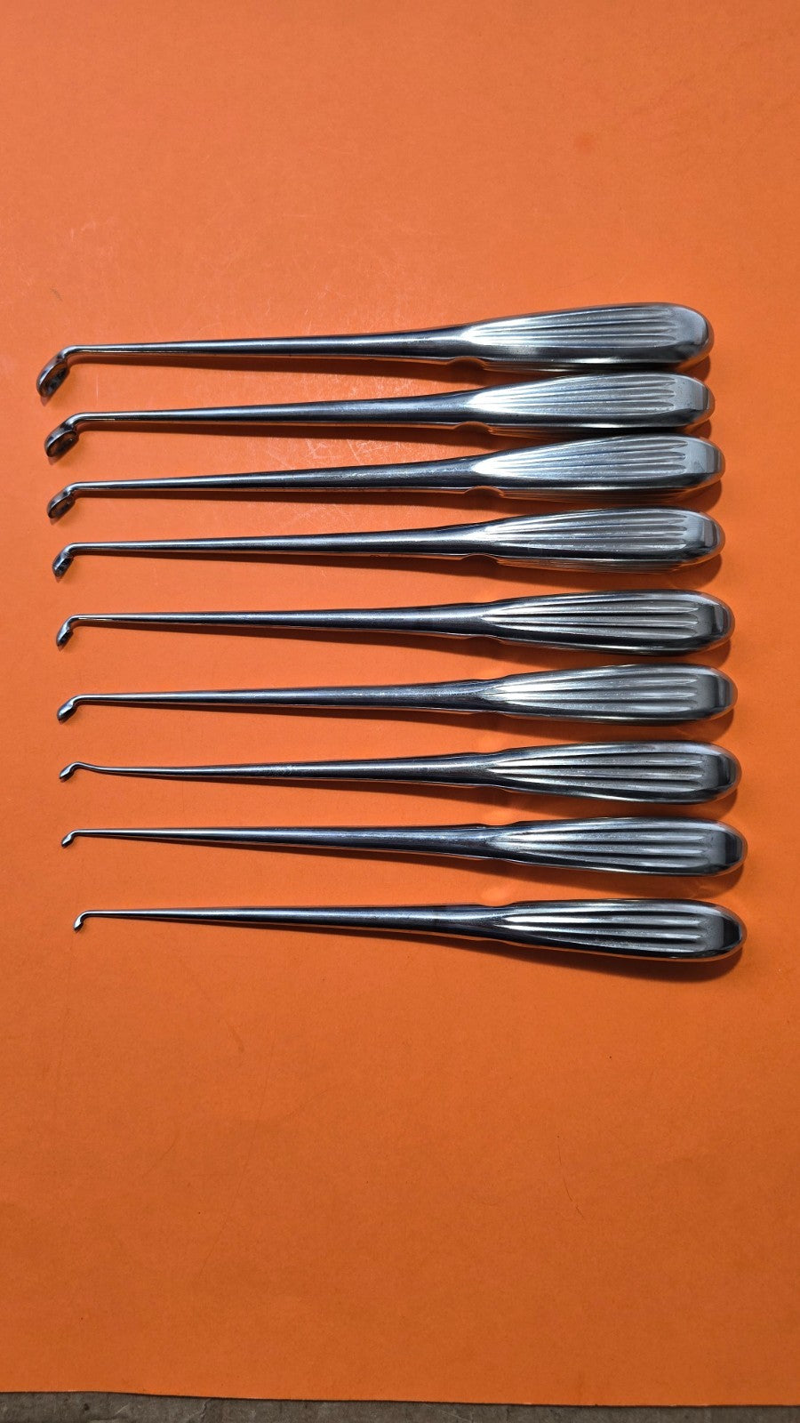 JARIT 240-140 Orthopedic Bruns Curettes Oval Cup Angled 9" Set of 9