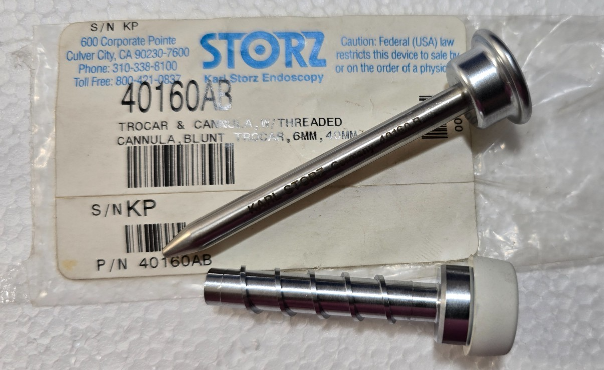 Karl Storz 40160 AB Threaded Cannula Blunt 6mm x 40mm with Obturator