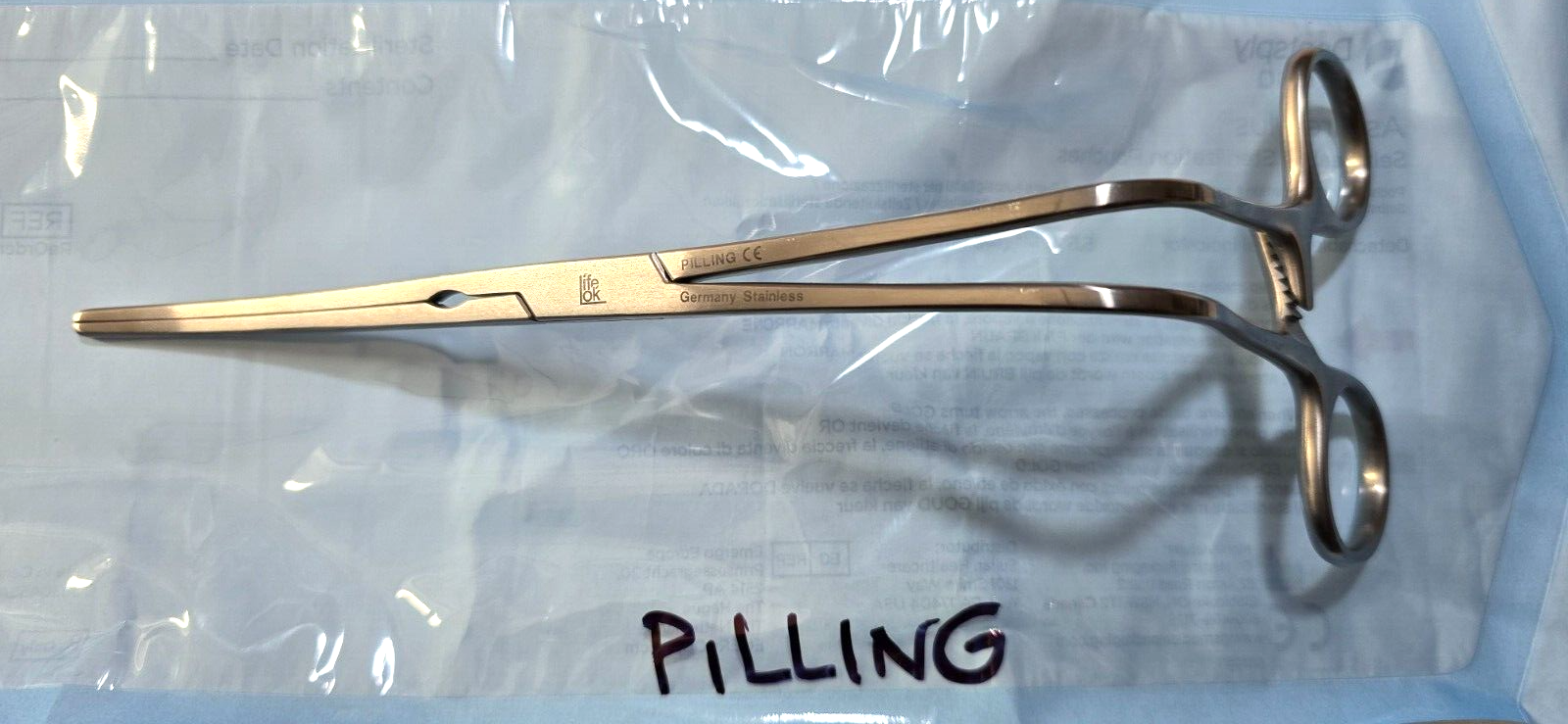 Pilling 35-3674 Surgical Stoney Aorta Clamp 9" Angled Shaft Debakey Jaws