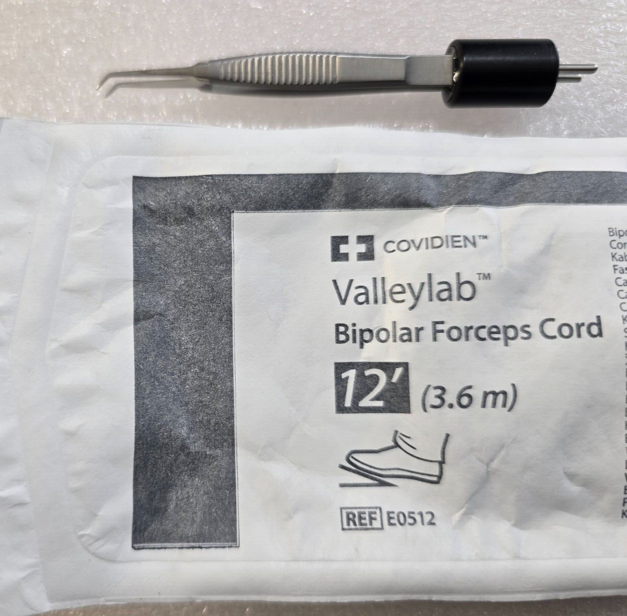 Turtle Surgical McPherson Bipolar Forceps 2.5" Angled Tip with Valleylab Cord