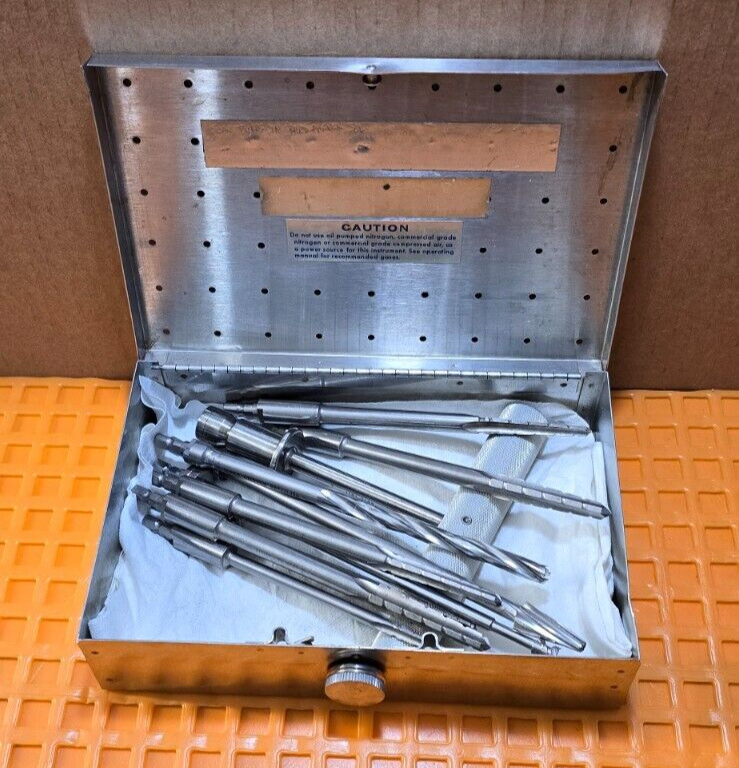 Zimmer Orthopedic Medullary Reamers Set of 9 with T-Handle & Case.