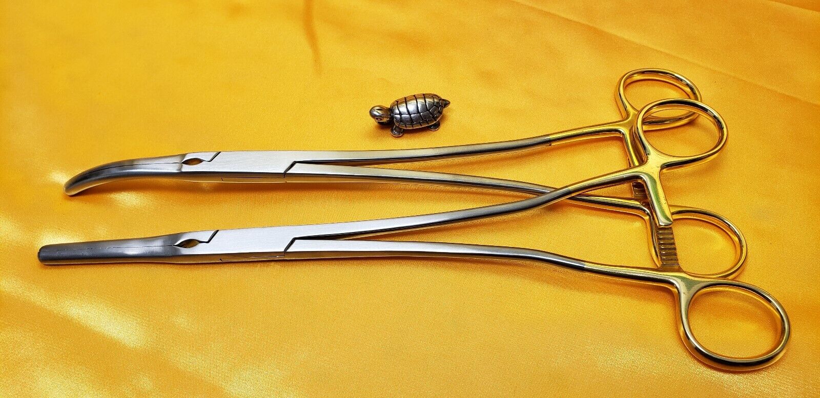 Zeppilin Hysterectomy Clamps 27cm Straight&Slight Curve Gold Handle Z-Type Clamp