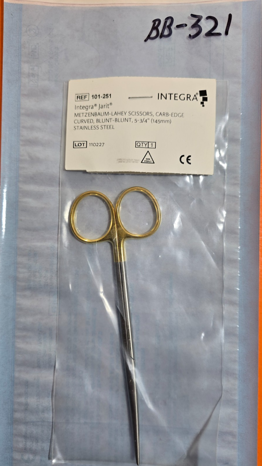 Jarit 101-251 Surgical Metzenbaum Lahey Scissors, 5 3/4" Curved Carbide Edge
