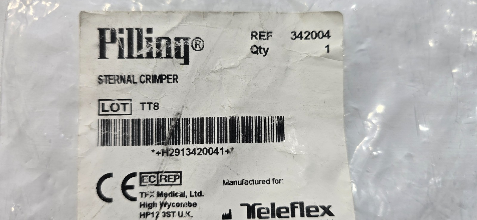 PILLING Surgical 34-2004 Sternal Thoracic Crimper 8.5"