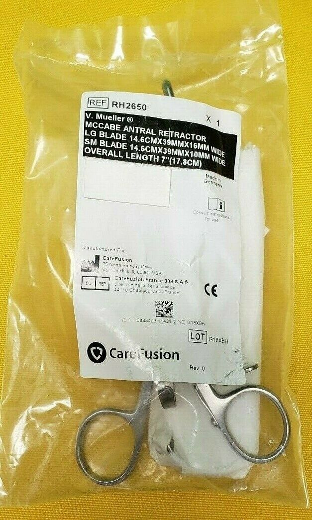 V. Mueller RH2650 MCCABE Antral Retractor,7" Small 10mm & Large 16mm Blades