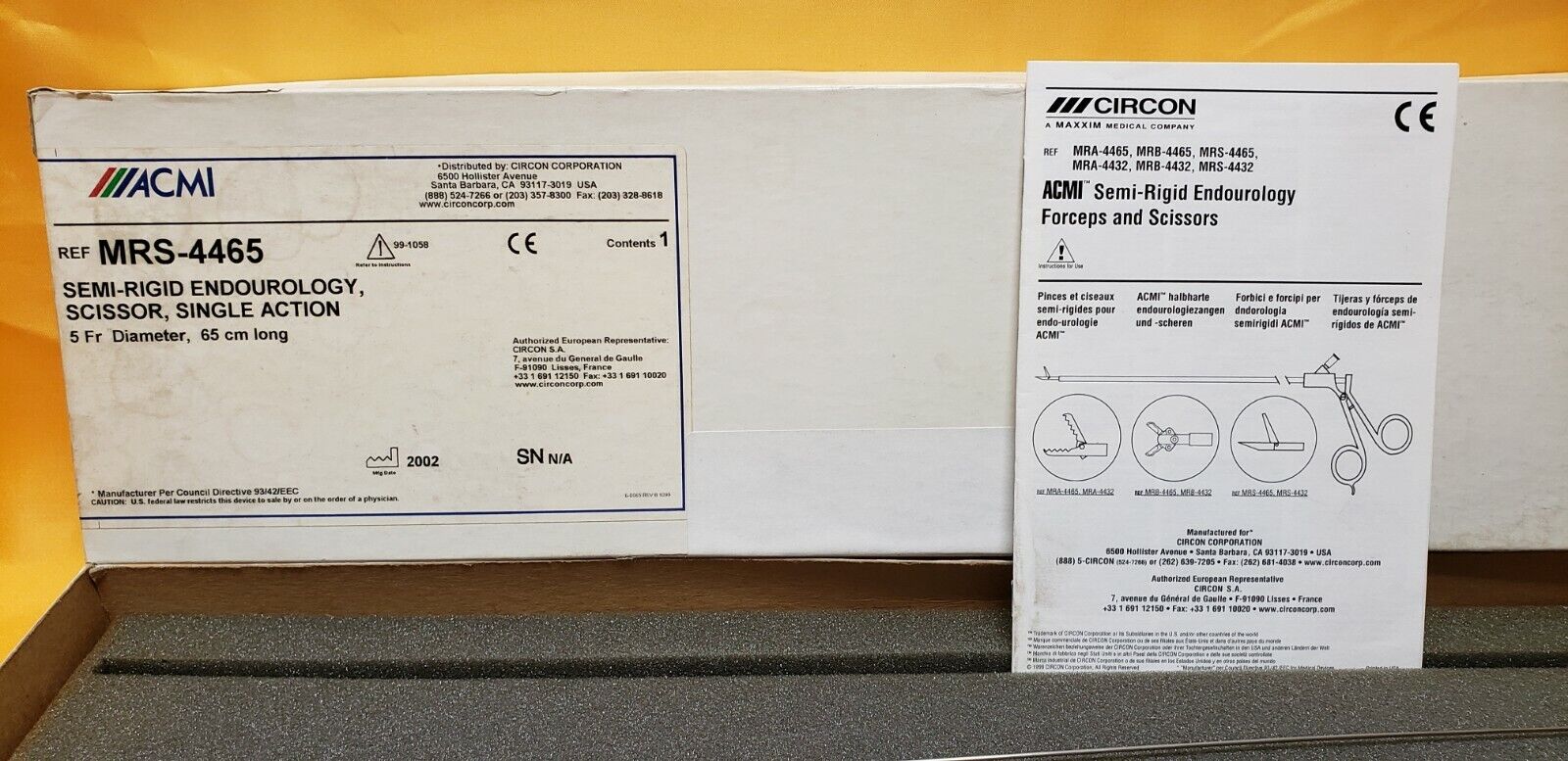 GYRUS ACMI MRS-4465 Endourology Semi-Rigid Scissor, 5Fr Dia x 65cm Sigle Action