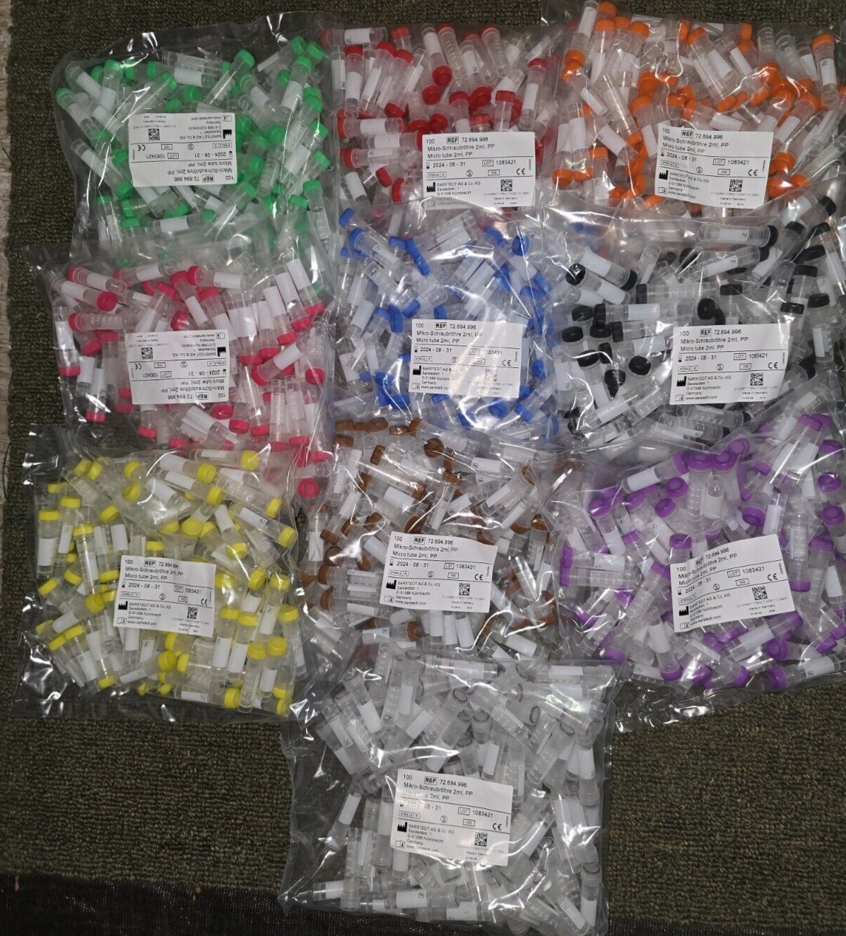 Box of 1000, SARSTEDT AG Micro Tube 2ml, PP Ref: 72.694.996 (Made in Germany)