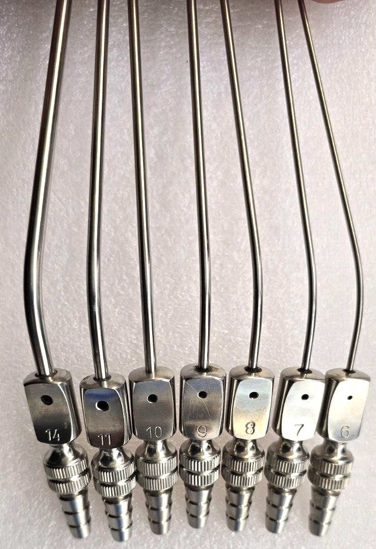 SSI Ultra Surgical Frazier Suction Tube 6,7,8,9,10,11,14FR Angled Set of 7